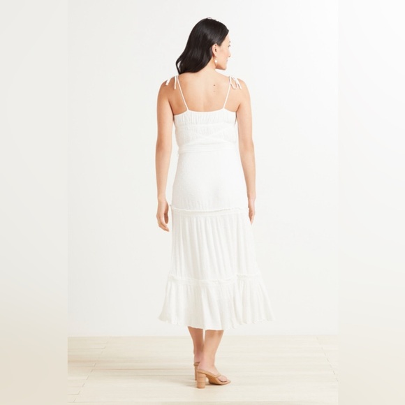 PAIGE Inesa Ruffle-Tiered Midi Dress – White, Size L NWT (Small Mark Flaw) - Picture 4 of 9